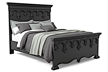 Obsidian Sanctuary Hand-Carved Solid Wooden Platform Bed