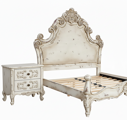 Regal Hand-Carved Solid Wooden Platform Bed Frame