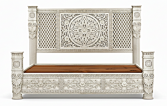Kasbah Hand-Carved Solid Wooden Platform Bed / Bedroom Set