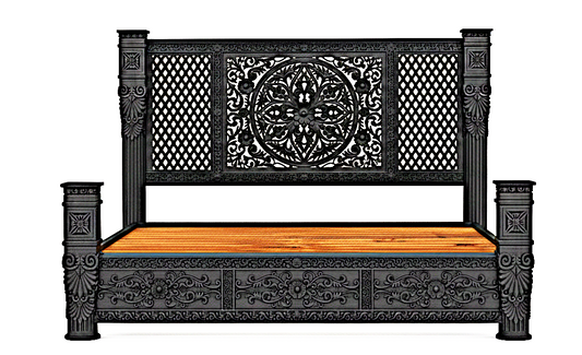 Kasbah Hand-Carved Solid Wooden Platform Bed / Bedroom Set