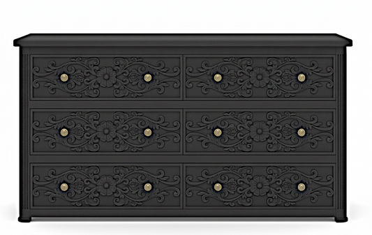 Kasbah Hand-Carved Solid Wooden 6-Drawer Dresser
