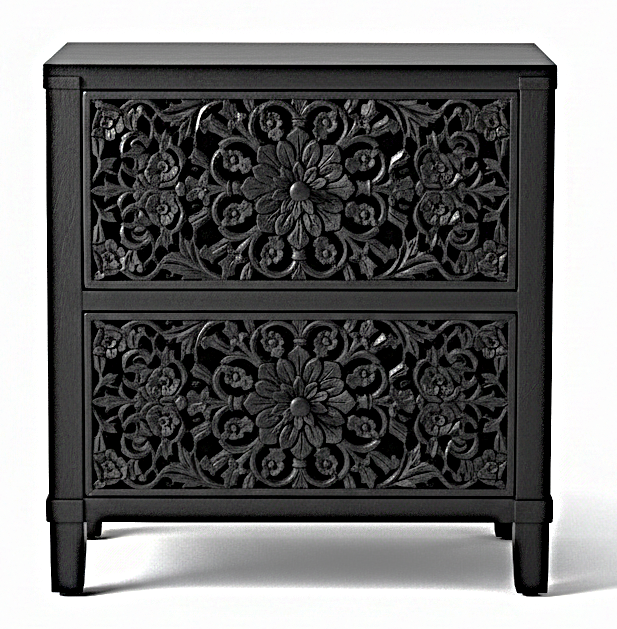 Shahi Mughal Hand-Carved Indian Solid Wood Platform Bed & Bedroom Collection