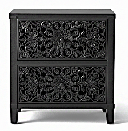Shahi Mughal Hand-Carved Indian Solid Wood Platform Bed & Bedroom Collection