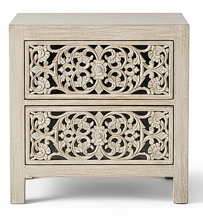 Shahi Mughal Hand-Carved Indian Solid Wood Platform Bed & Bedroom Collection