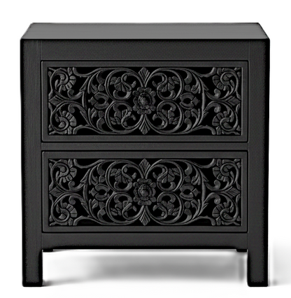 Shahi Mughal Hand-Carved Indian Solid Wood Platform Bed & Bedroom Collection