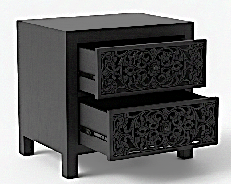 Shahi Mughal Hand-Carved Indian Solid Wood Platform Bed & Bedroom Collection