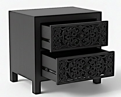 Shahi Mughal Hand-Carved Indian Solid Wood Platform Bed & Bedroom Collection