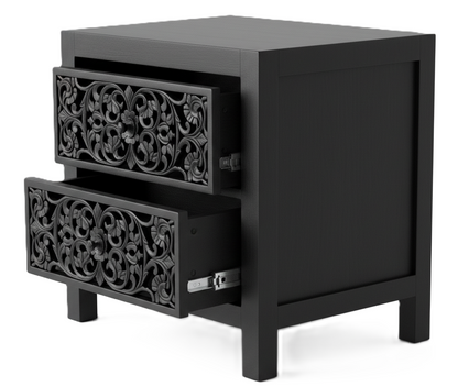 Shahi Mughal Hand-Carved Indian Solid Wood Platform Bed & Bedroom Collection