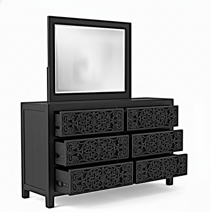 Shahi Mughal Hand-Carved Indian Solid Wood Platform Bed & Bedroom Collection