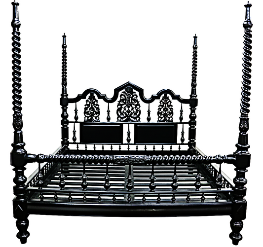 Mace Indian Hand Carved Wooden Colonial Posters Platform Bed