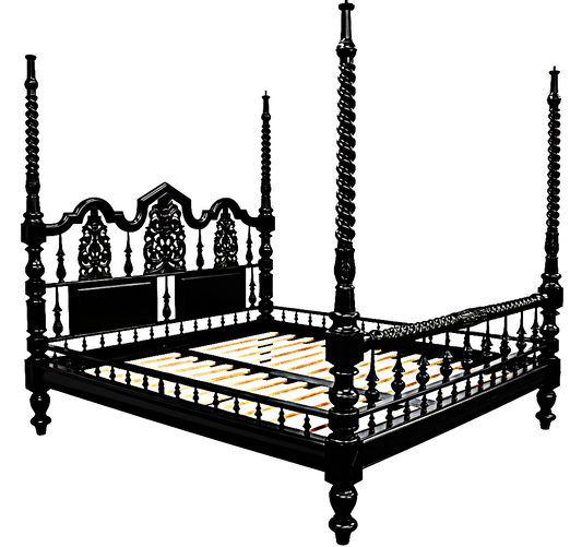 Mace Indian Hand Carved Wooden Colonial Posters Platform Bed