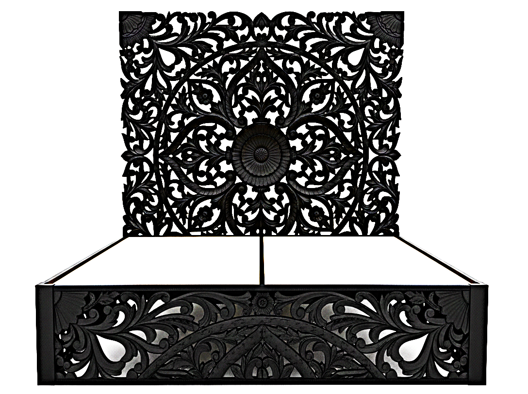 Amani Hand Carved Indian Somier de madera maciza Blanco