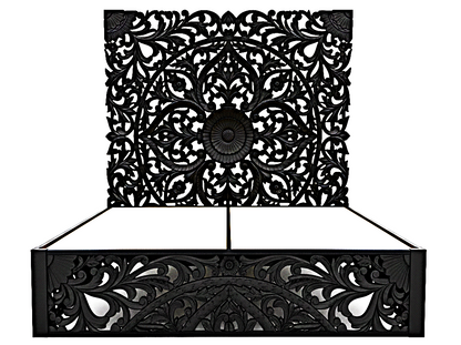 Amani Hand Carved Indian Somier de madera maciza Blanco