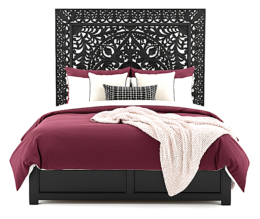 Estructura de cama Jody de madera tallada a mano Dynasty con cajones de almacenamiento