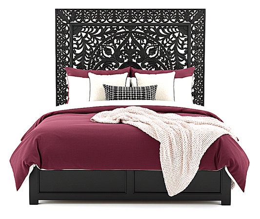 Dynasty Hand Carved Wooden Jody Bed Frame With Storage Drawers