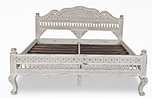 Khalifa Hand Carved Indian Solid Wood Platform Bed