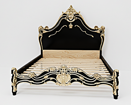 Cama Prince Firenze de madera maciza tallada a mano 