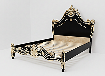 Cama Prince Firenze de madera maciza tallada a mano 