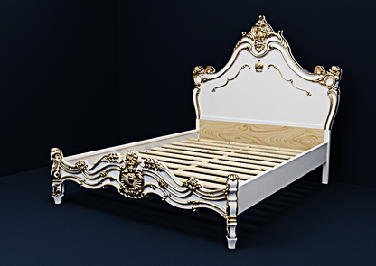 Cama Prince Firenze de madera maciza tallada a mano 