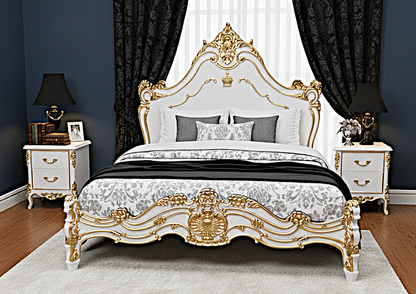 Cama Prince Firenze de madera maciza tallada a mano 