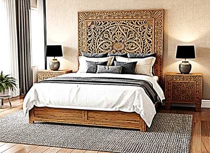 Shah Hand carved Solid Wooden Platform Bedframe / Bedroom Set