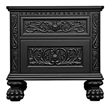 Roar Lion Head Carved Solid Wooden Hand Carved Gothic Platform Bed