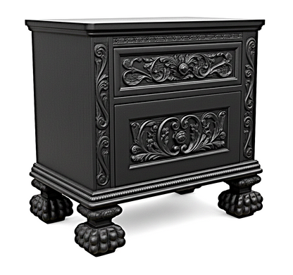 Roar Lion Head Carved Solid Wooden Hand Carved Gothic Platform Bed