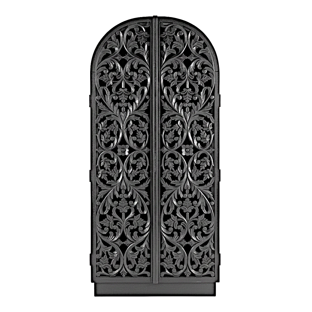Sitra Arched Natural Floral Hand Carved Wood  Storage Cabinet