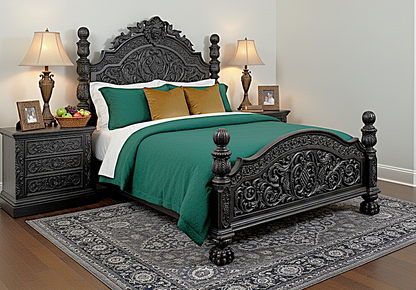 Nawab Solid Wooden Hand carved Mughal Platform Bed