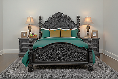 Nawab Solid Wooden Hand carved Mughal Platform Bed