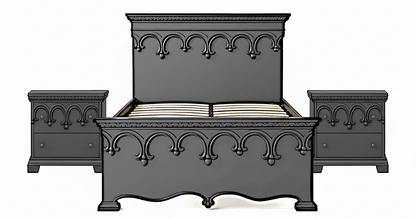 Obsidian Sanctuary Hand-Carved Solid Wooden Platform Bed
