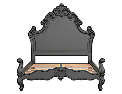 Regal Hand-Carved Solid Wooden Platform Bed Frame