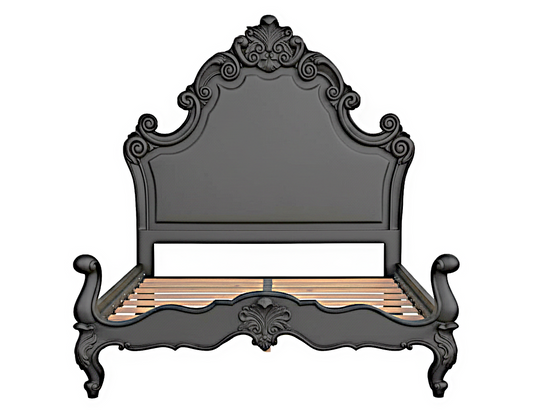 Regal Hand-Carved Solid Wooden Platform Bed Frame