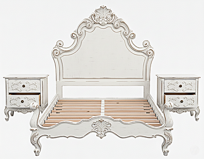 Regal Hand-Carved Solid Wooden Platform Bed Frame