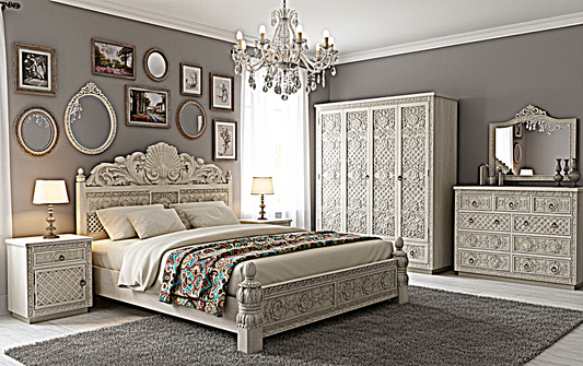 Juffair Hand Carved Solid Wood Bed