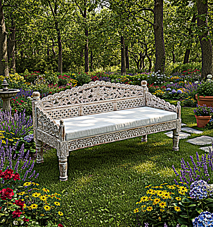 Silaw Hand Carved solid wooden indoor / Outdoor Daybed