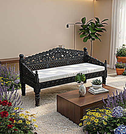 Silaw Hand Carved solid wooden indoor / Outdoor Daybed