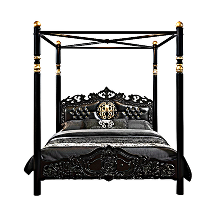Cama Huni de madera maciza de mango tallada a mano