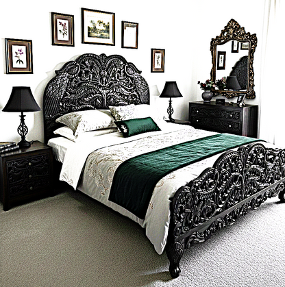 Hand Carved Indian Shajahan Bed Frame Indian Bed bedside