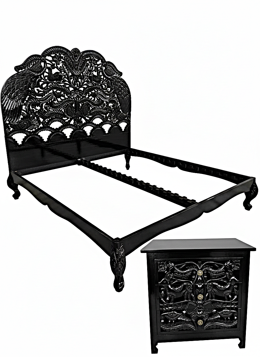 Hand Carved Indian Shajahan Bed Frame Indian Bed bedside