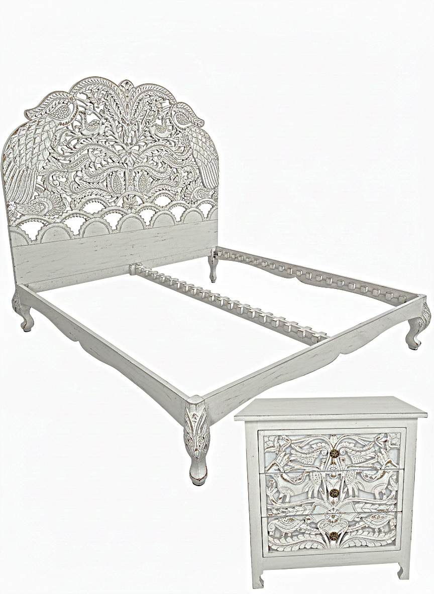 Hand Carved Indian Shajahan Bed Frame Indian Bed bedside
