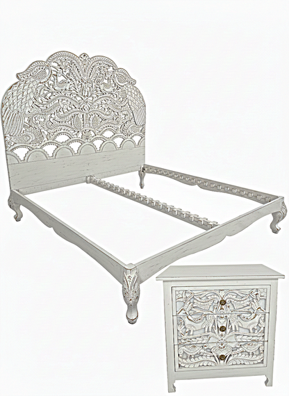 Hand Carved Indian Shajahan Bed Frame Indian Bed bedside