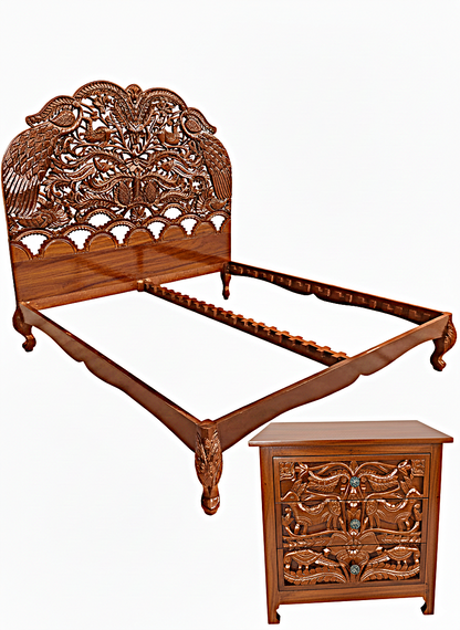 Hand Carved Indian Shajahan Bed Frame Indian Bed bedside