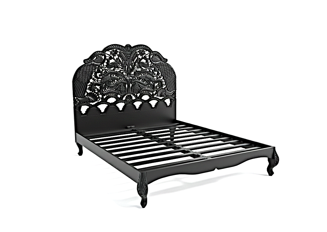 Hand Carved Indian Shajahan Bed Frame Indian Bed bedside