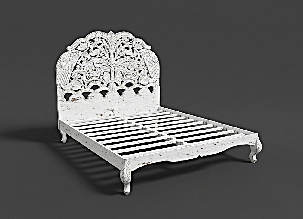 Hand Carved Indian Shajahan Bed Frame Indian Bed bedside