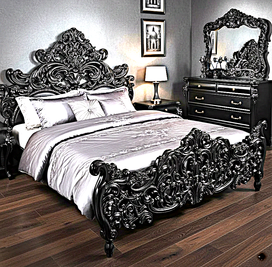 Bonita Indian Hand Carved Solid Mango Wood Bed