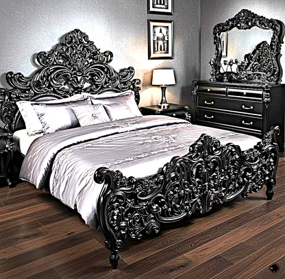 Bonita Indian Hand Carved Solid Mango Wood Bed