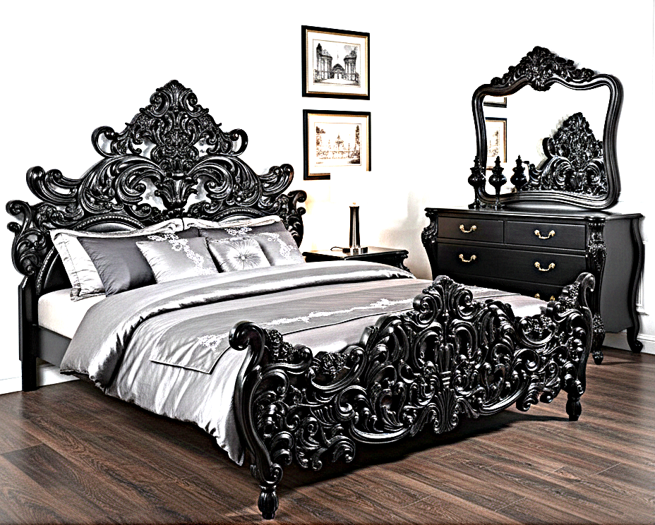 Bonita Indian Hand Carved Solid Mango Wood Bed