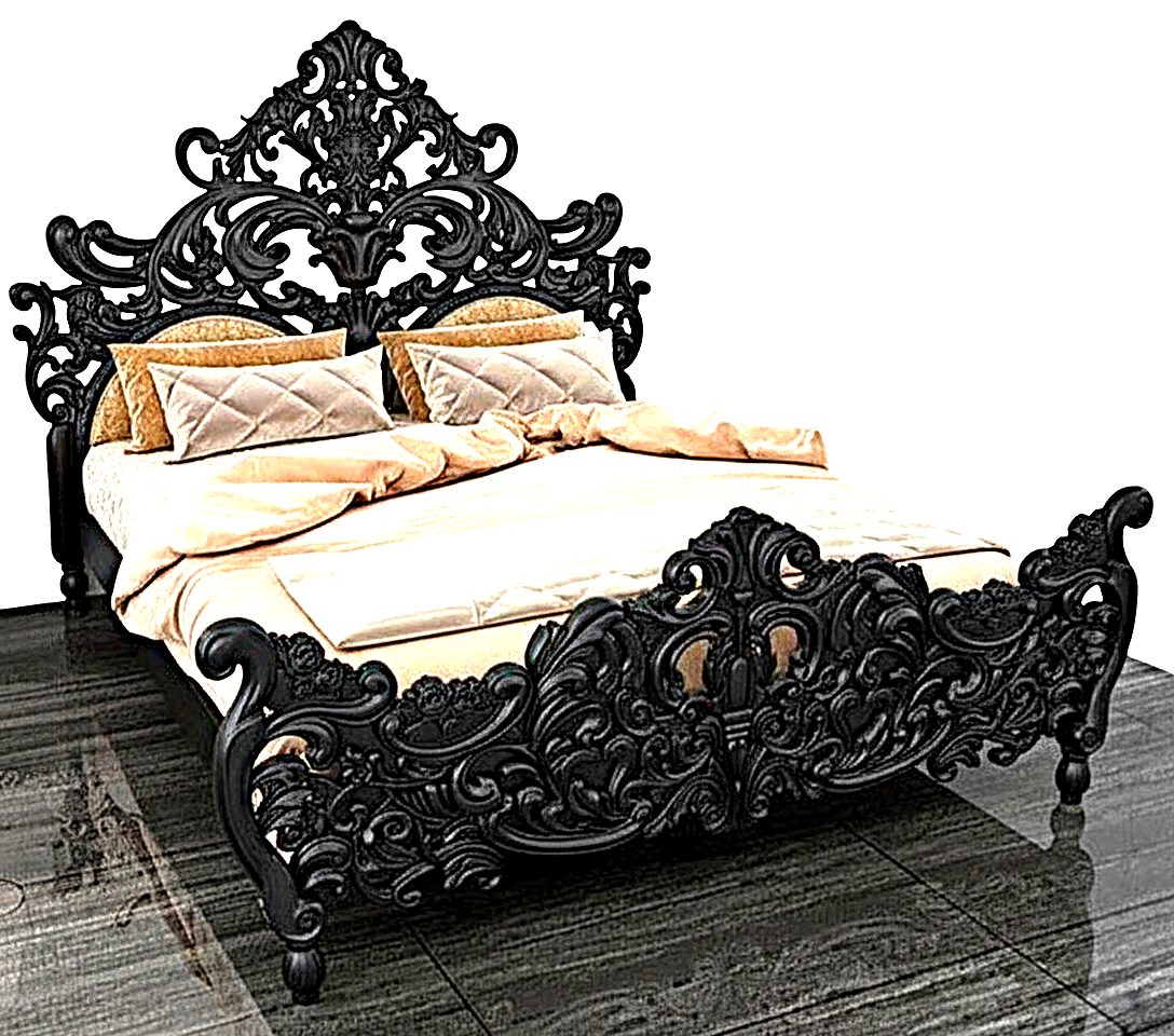 Bonita Indian Hand Carved Solid Mango Wood Bed