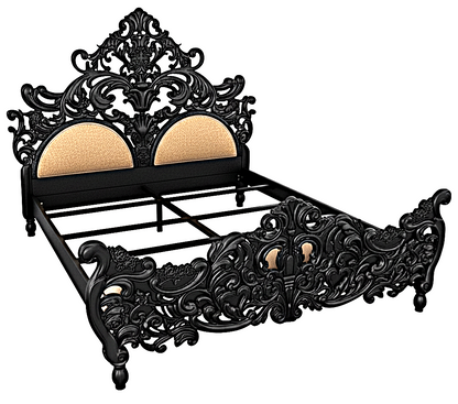 Bonita Indian Hand Carved Solid Mango Wood Bed